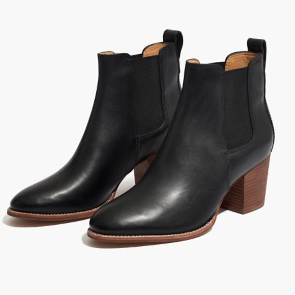 Madewell Regan Leather Stacked Heel Bootie